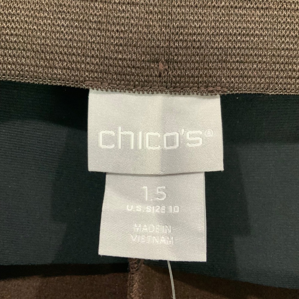 Chico's So Slimming Juliet Slim Leg Ankle Pants Brown Button Espresso 10 1.5R - Picture 5 of 9